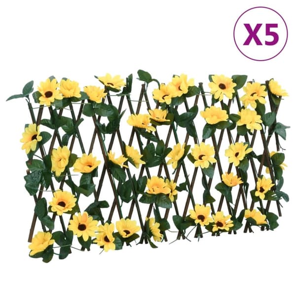 vidaXL espalierer med kunstig vedbend 5 stk. 180x20 cm udvidelig gul