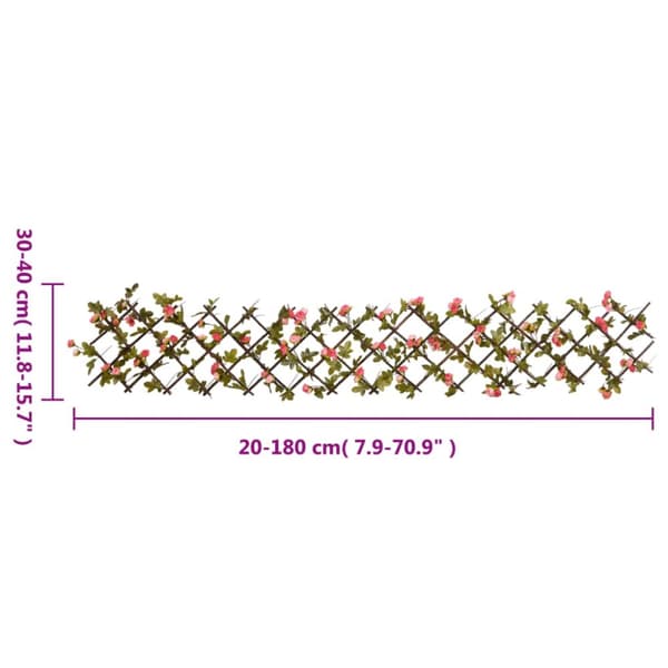 vidaXL espalier med kunstig vedbend 180x20 cm udvidelig mørk pink