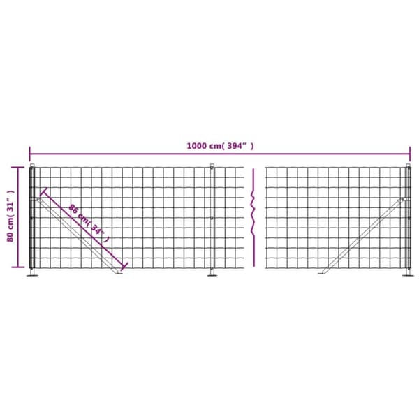 vidaXL Nettinggjerde med flens grønn 0,8x10 m