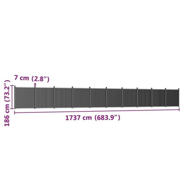 vidaXL hegnspanel 1737x186 cm WPC brun