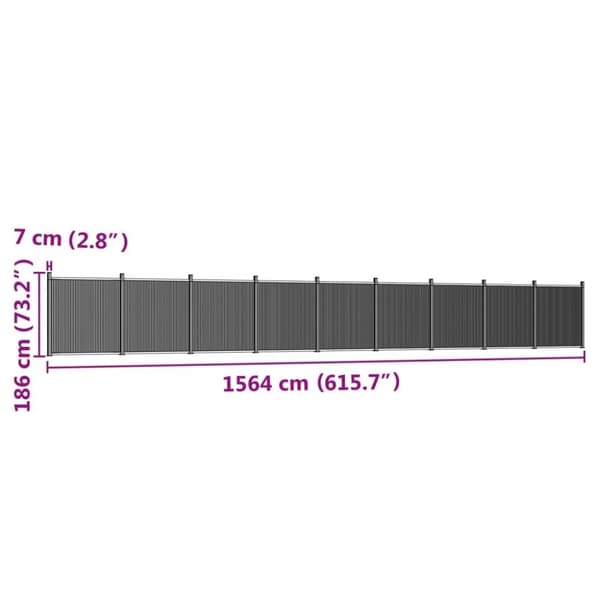 vidaXL hegnspanel 1564x186 cm WPC brun