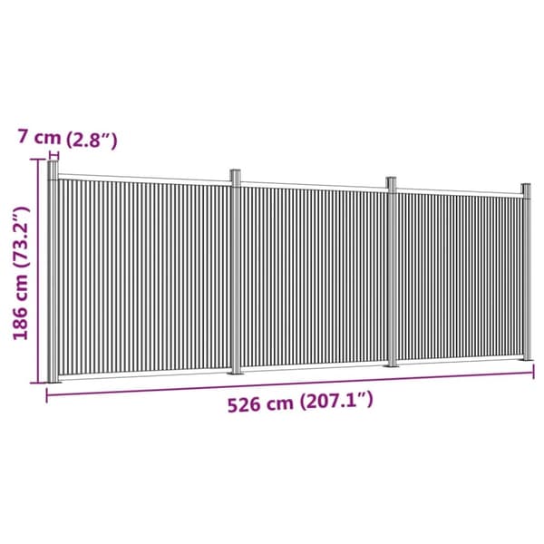 vidaXL Aitapaneeli harmaa 526x186 cm WPC