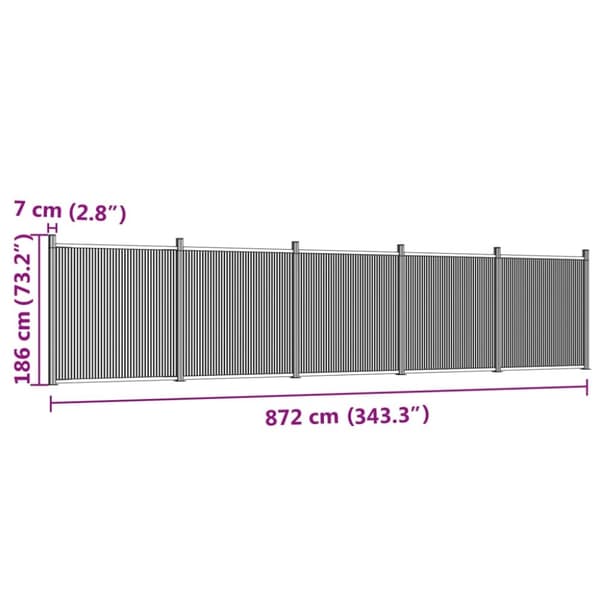 vidaXL hegnspanel 872x186 cm WPC brun