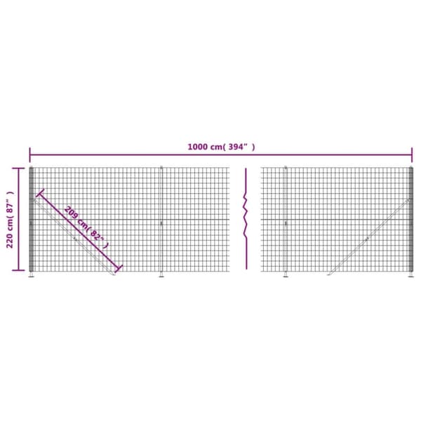 vidaXL Verkkoaita laipalla antrasiitti 2,2x10 m