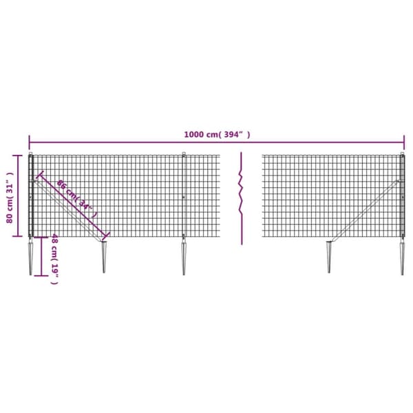 vidaXL Verkkoaita maapiikeillä vihreä 0,8x10 m