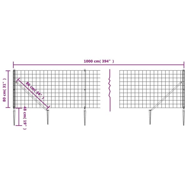 vidaXL trådhegn med jordspyd 0,8x10 m grøn