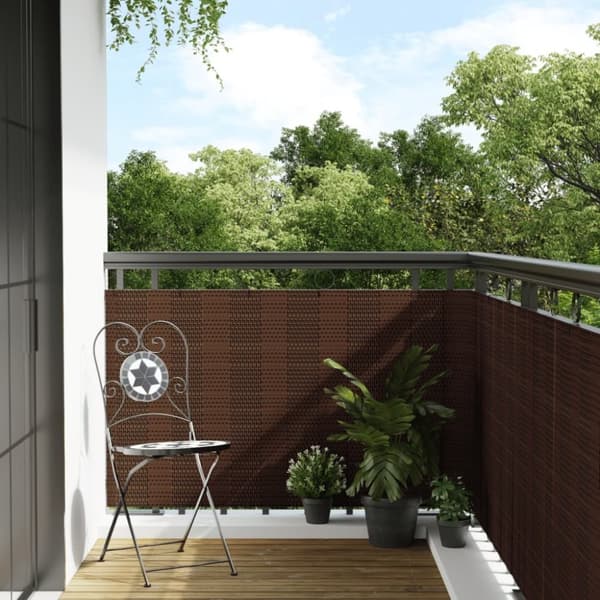 vidaXL Parvekesuoja ruskea ja musta 500x90 cm polyrottinki