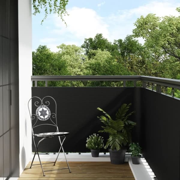 vidaXL Parvekesuoja musta 500x80 cm polyrottinki