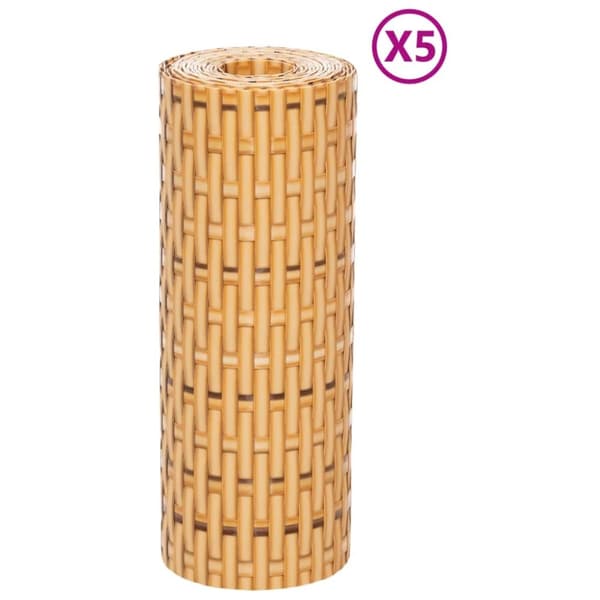 vidaXL Parvekesuojat 5 kpl vaaleanruskea 255x19 cm polyrottinki