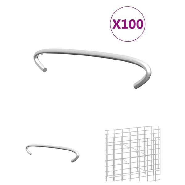 The Living Store gabionkroge 100 stk. galvaniseret stål 10 cm -  Tilbehør til hegn & porte