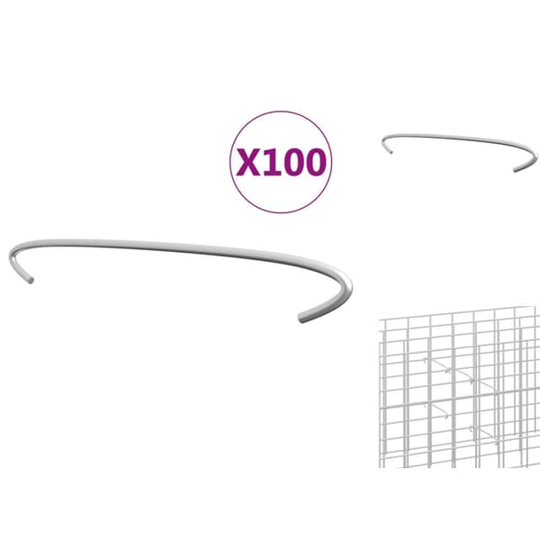 Staket- & grindtillbehör - Living Krokar till gabion 100 st galvaniserat stål 50 cm