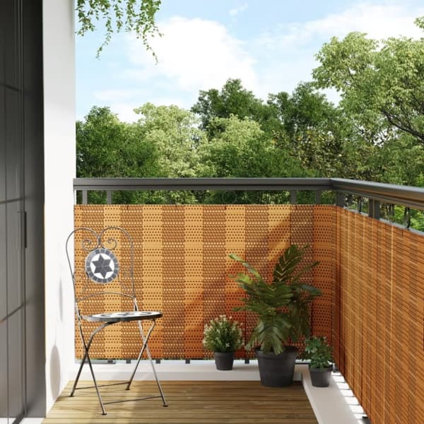 vidaXL altanafskærmning 400x90 cm polyrattan lysebrun
