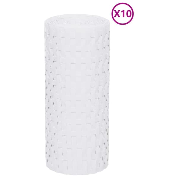 vidaXL Parvekesuojat 10 kpl valkoinen 255x19 cm polyrottinki