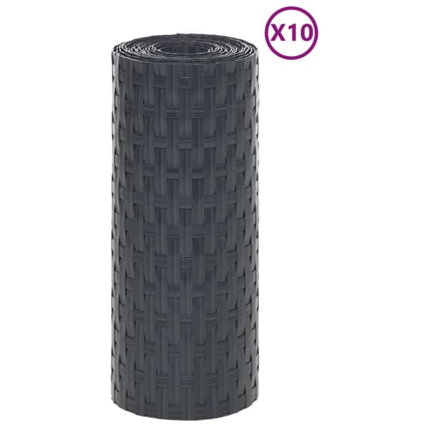 vidaXL Parvekesuojat 10 kpl antrasiitti 255x19 cm polyrottinki