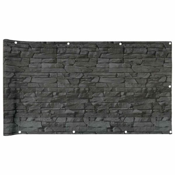 vidaXL Balkongskjerm med steinutseende grå 600x120 cm PVC