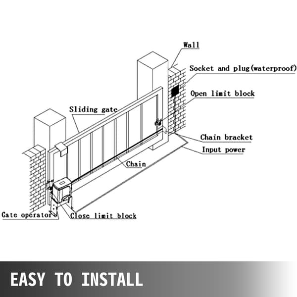 1300lbs 370W 13m/min automatisk skjutportsöppnare kit, hög rörelsehastighet, väderbeständig, tyst drift, lätt att installera