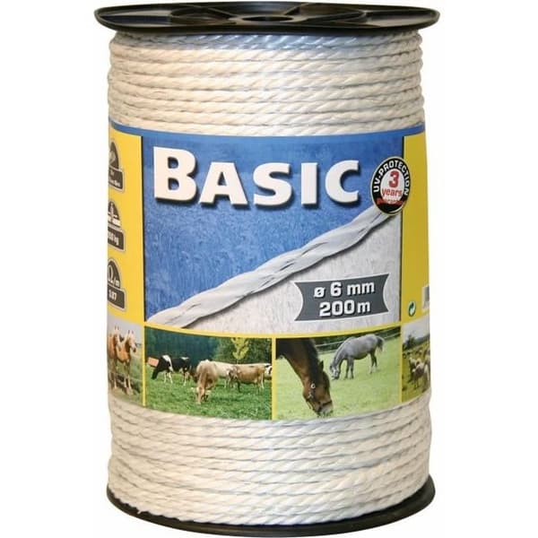 Elstängselrep med 6 rostfria ledartrådar "Basic" 3,87 Ohm/m - 200 m