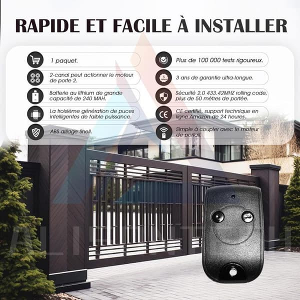 Garageport Gate Motorization Remote Control NS 2 Channels 433.42MHZ - Kompatibel med 1841026 - För att styra garageportar
