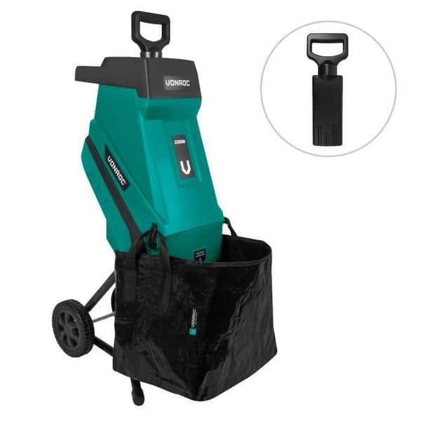 2500W trädgårdsförstörare - För grenar upp till Ø45mm - 45L uppsamlingslåda och påskjutare ingår