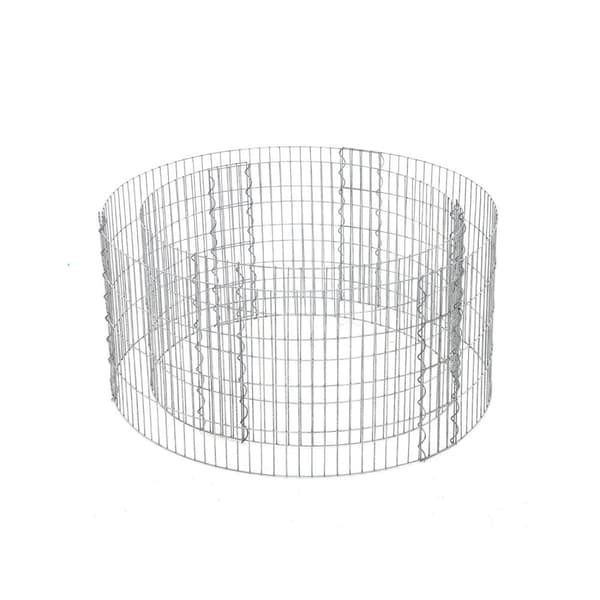 Rootz Gabion Ø 90cm, Højde 40cm - Stenhegn - Havedekoration - Galvaniseret stål - 2,5 mm Wire - 90cm x 40cm - Sølv - 110cm x 42cm x 3cm