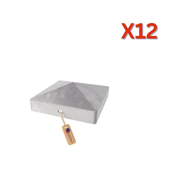 Stolpehatt pyramide 91x91 rustfritt, 12 stk