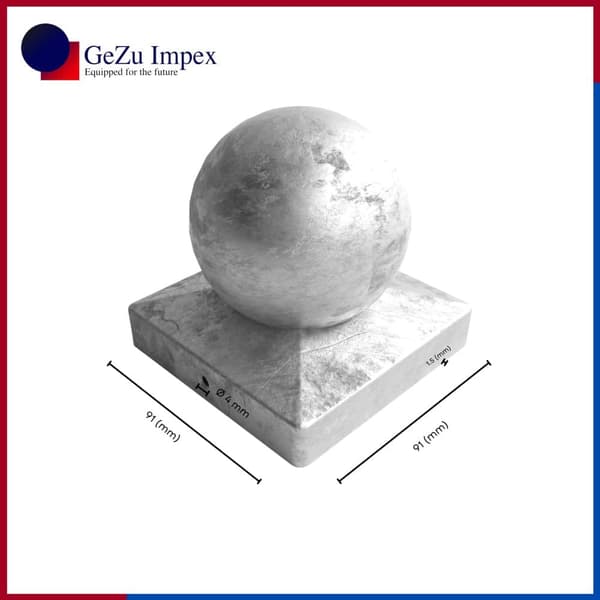 Stolpehatt ball 91x91 rustfritt, 16 stk