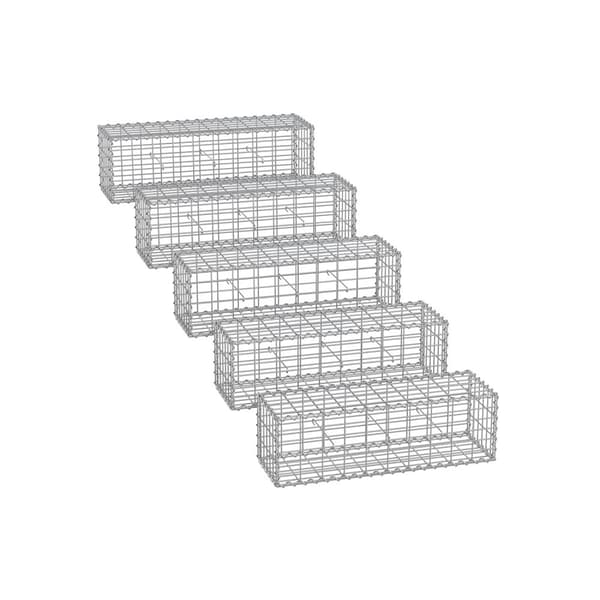 Rootz Gabion-kurvesæt - Sølvnetgabioner - Galvaniseret stål - Landskabsplejeløsning - 100 cm x 30 cm x 30 cm