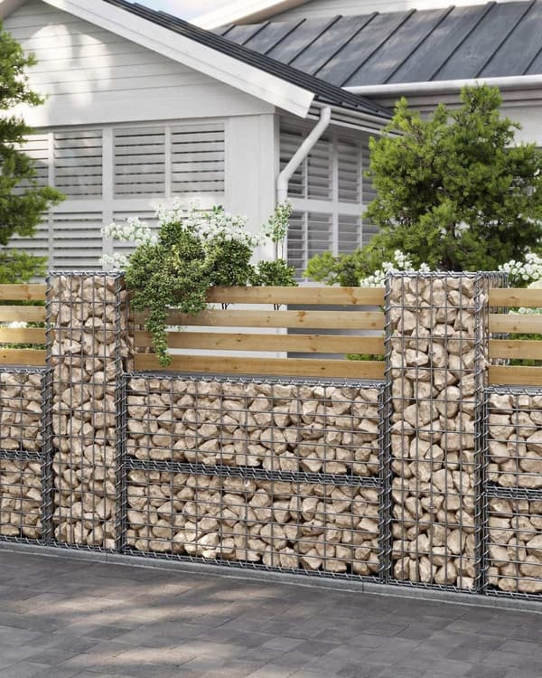 Rootz Gabion Kurvesæt - Stenbur - Gabionvæg - Galvaniseret stål - 100 cm x 30 cm x 30 cm - Nem montering - 23,2 kg