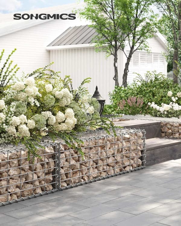 Rootz Gabion Kurvesæt - Stenbur - Gabionvæg - Galvaniseret stål - 100 cm x 30 cm x 30 cm - Nem montering - 23,2 kg