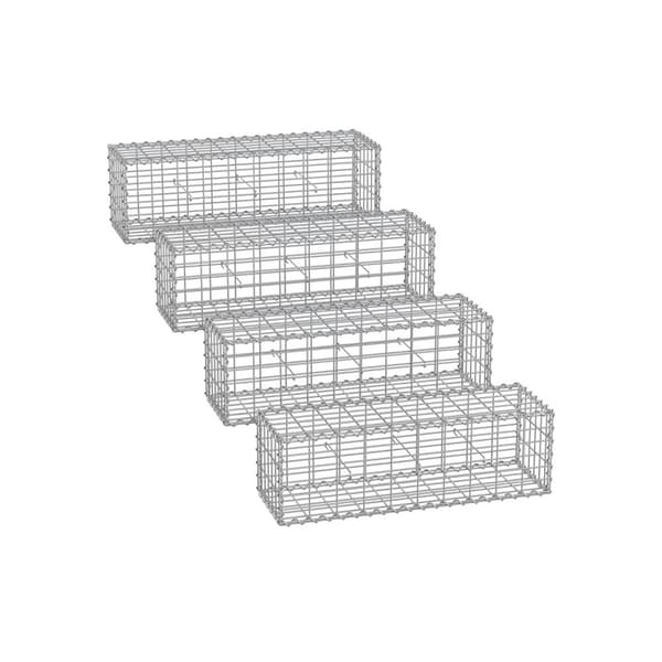 Rootz Gabion Kurvesæt - Stenbur - Gabionvæg - Galvaniseret stål - 100 cm x 30 cm x 30 cm - Nem montering - 23,2 kg