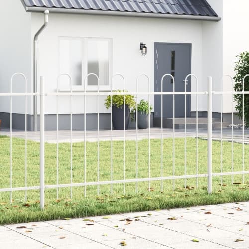 Trädgårdsstängsel med Hoop Topp Vit 11,9x0,8 m Stål