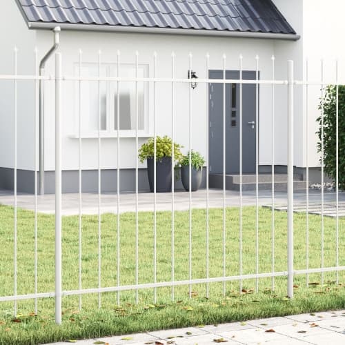 Trädgårdsstängsel med Spets Top Vit 6,8x1,5 m Stål