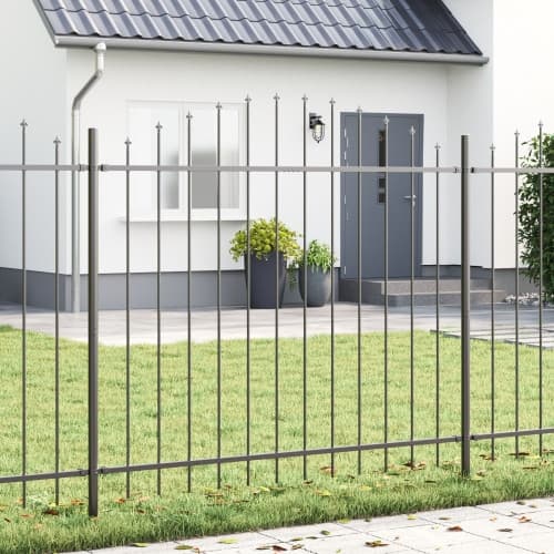 Grå Trädgårdsstängsel med Bågtopp 3,4x1,25 m i Stål
