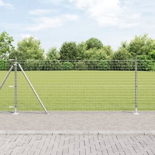 Staketstolpar med Basplattor 52 st Ø32mm 90cm Galvaniserat Stål