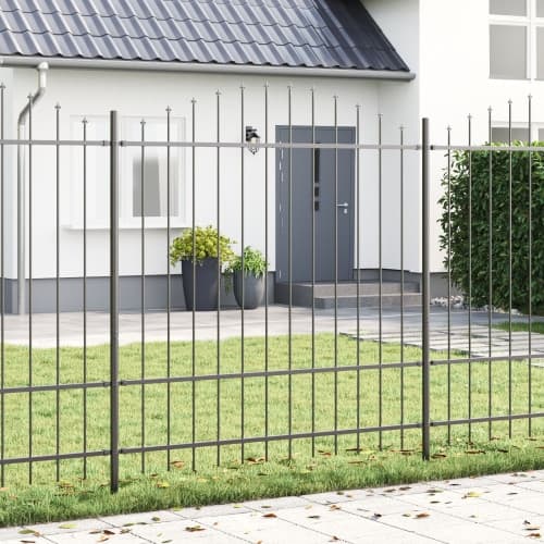 Trädgårdsgrind med Bågtopp Grå 5,1x1,75 m i Stål