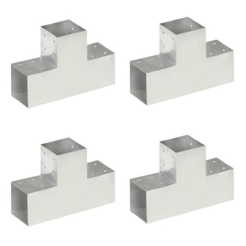 Stolpbeslag 4 st T-form galvaniserad metall 101x101 mm