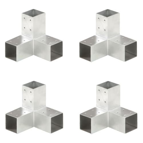 Stolpbeslag 4 st Y-form galvaniserad metall 71x71 mm