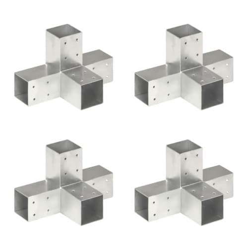 Stolpbeslag 4 st X-form galvaniserad metall 71x71 mm