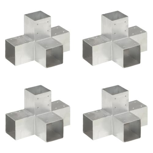 Stolpbeslag 4 st X-form galvaniserad metall 91x91 mm