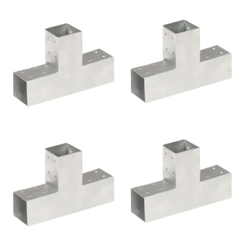 Stolpbeslag 4 st T-form galvaniserad metall 71x71 mm
