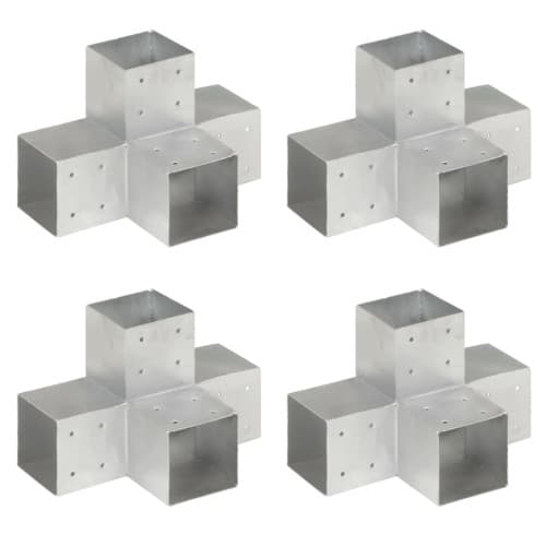 Stolpbeslag 4 st X-form galvaniserad metall 101x101 mm