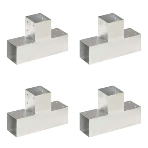 Stolpbeslag 4 st T-form galvaniserad metall 91x91 mm
