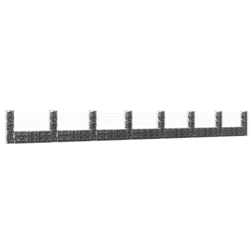 U-formad gabionkorg med 8 stolpar järn 860x20x100 cm