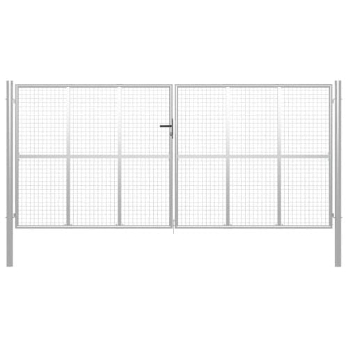 Trädgårdsgrind galvaniserat stål 415x225 cm silver