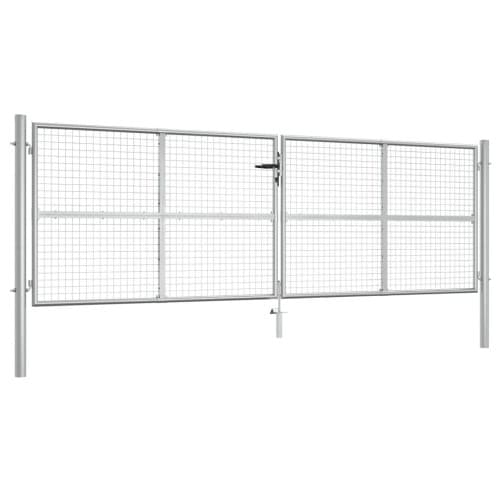 Trädgårdsgrind galvaniserat stål 415x175 cm silver
