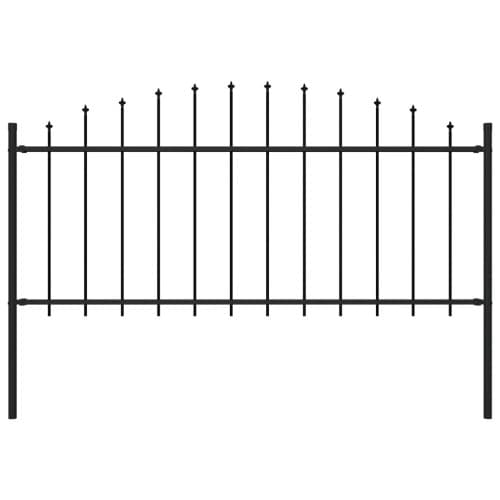 Trädgårdsstaket med spjuttopp stål (0,5-0,75)x1,7 m svart