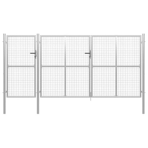 Trädgårdsgrind stål 400x150 cm silver