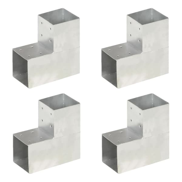 Stolpbeslag 4 st L-form galvaniserad metall 101x101 mm
