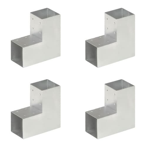 Stolpbeslag 4 st L-form galvaniserad metall 91x91 mm