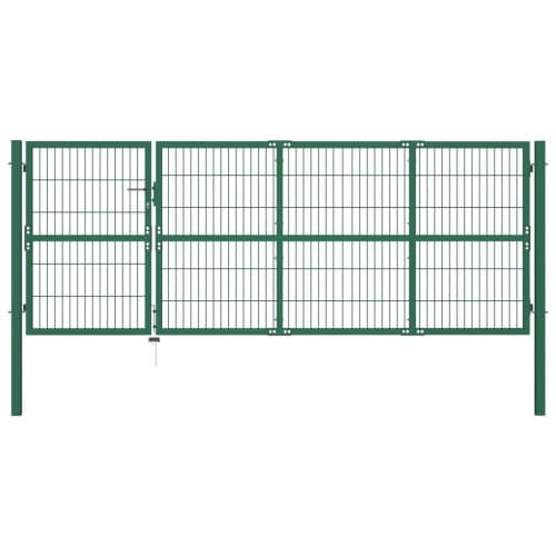 Trädgårdsgrind med stolpar 350x120 cm stål grön